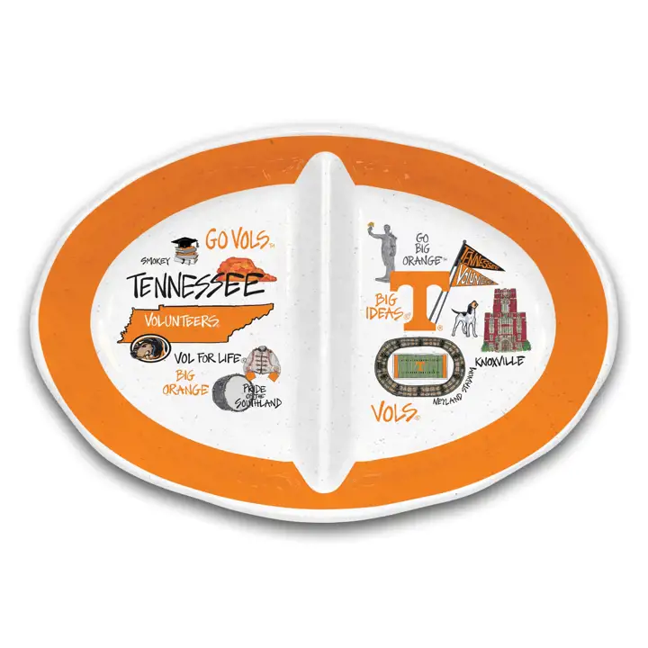 Plat de service 2 compartiments en mélamine Tennessee Volunteers HW