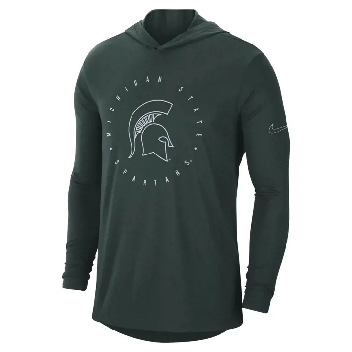 T-shirt à capuchon et manches longues Michigan State Spartans NCAA DF 23 vert
