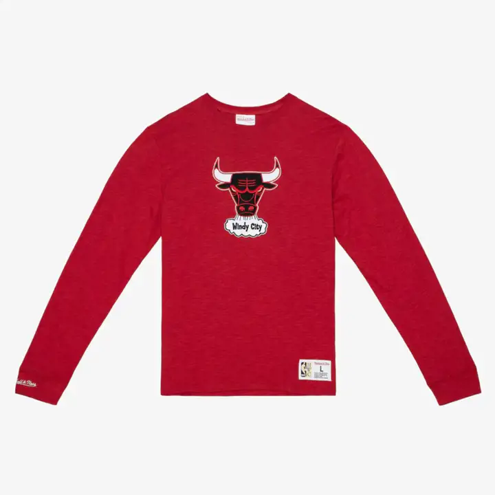 T-shirt à manches longues Chicago Bulls NBA Slub ROUGE