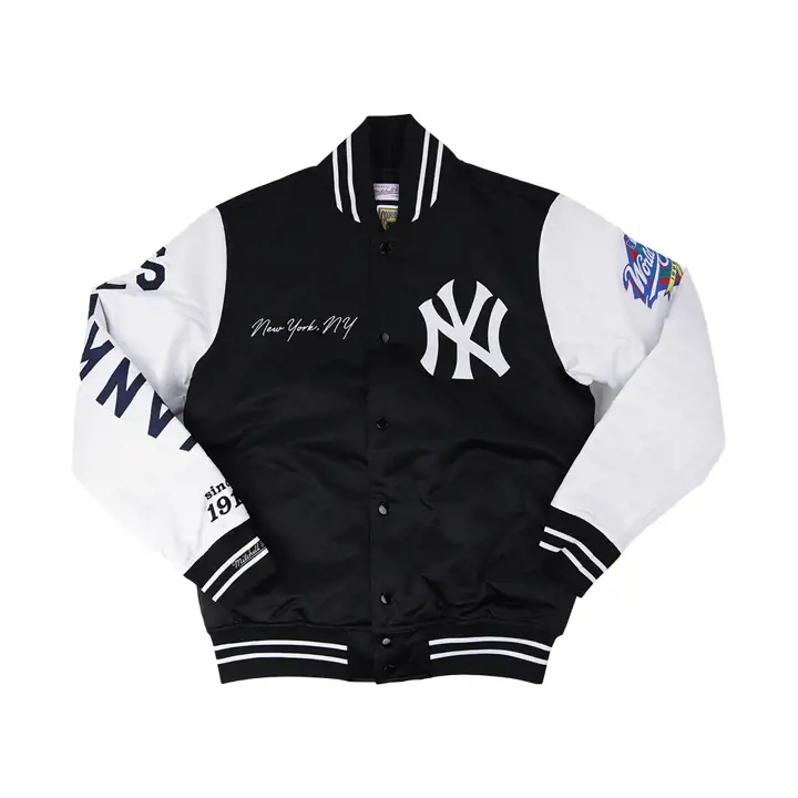 Veste en satin MLB M&N Team Origins New York Yankees noir/blanc
