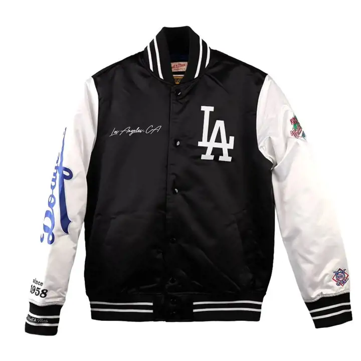 Veste en satin M&N Team Origins MLB Los Angeles Dodgers noir/blanc