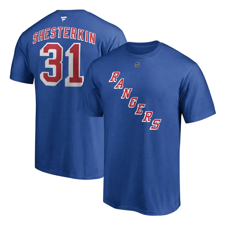 T-shirt authentique NHL des New York Rangers, modèle Stack N&N Igor Shesterkin