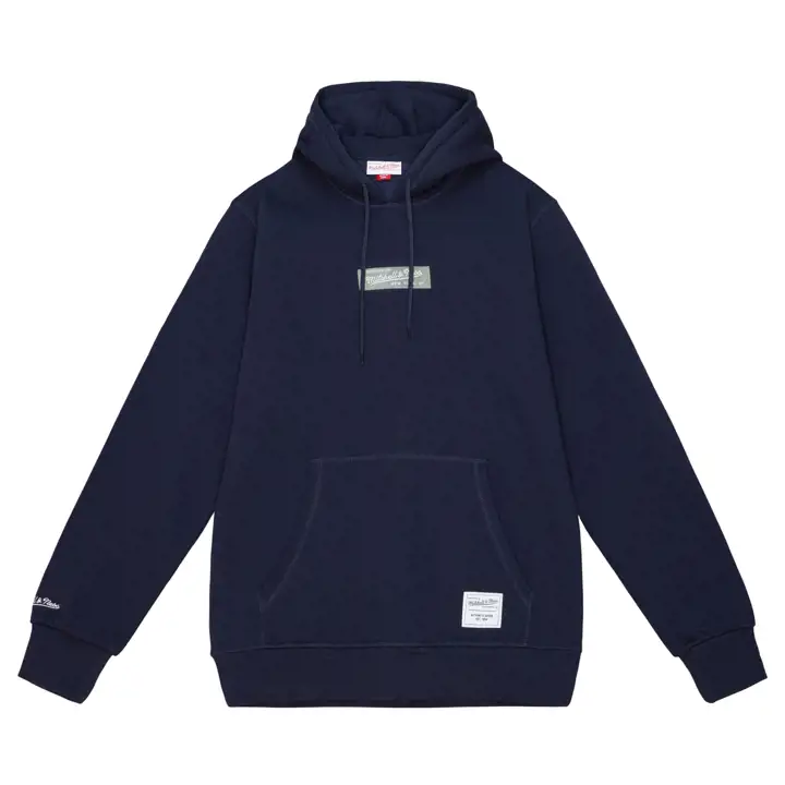 Sweat à capuche MITCHELL & NESS Box Logo marine/gris