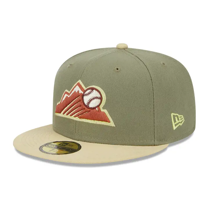 Colorado Rockies MLB Bark usé 59FIFTY VERT/OR VÉGÉTAL/CHÊNE FONCÉ