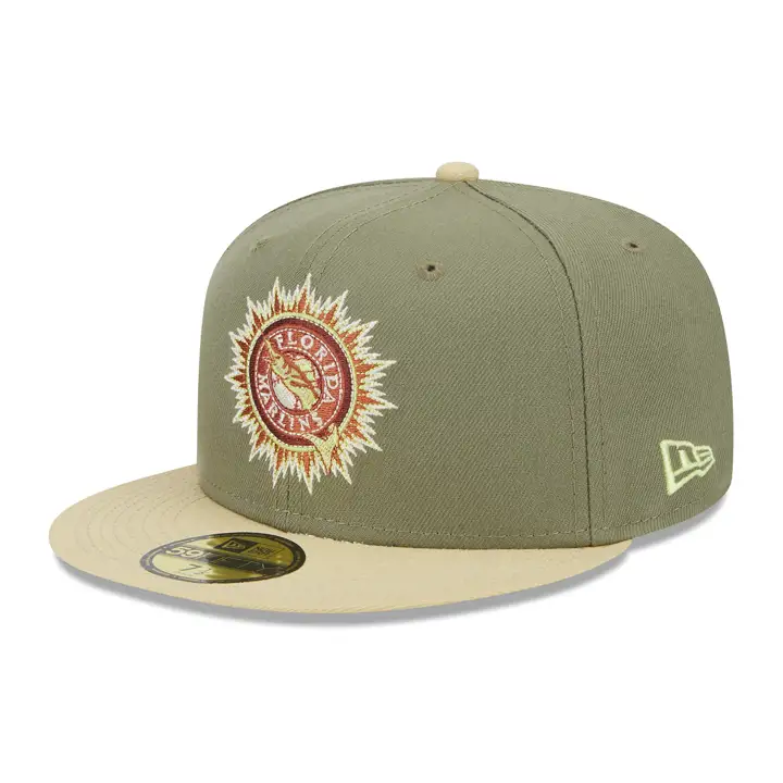 Florida Marlins MLB Bark vieilli 59FIFTY VERT/OR VÉGÉTAL/ORANGE FONCÉ
