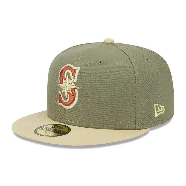 Casquette 59FIFTY en écorce vieillie verte, or végétal et or foncé des Seattle Mariners MLB