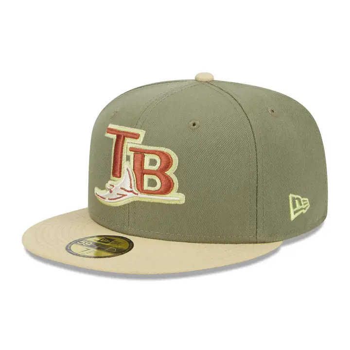 Tampa Bay Rays MLB Bark Effet Vieilli 59FIFTY Vert/Or Végétal/Orange Foncé