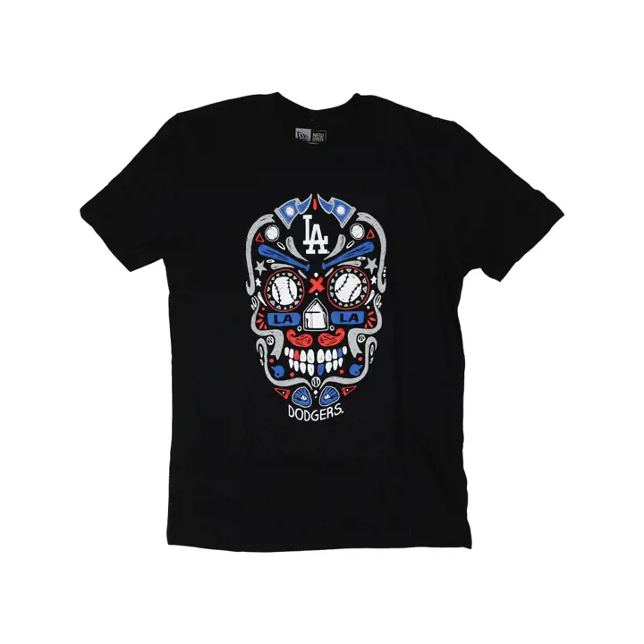 T-shirt homme Los Angeles Dodgers MLB NE Sugar Skull délavé BL