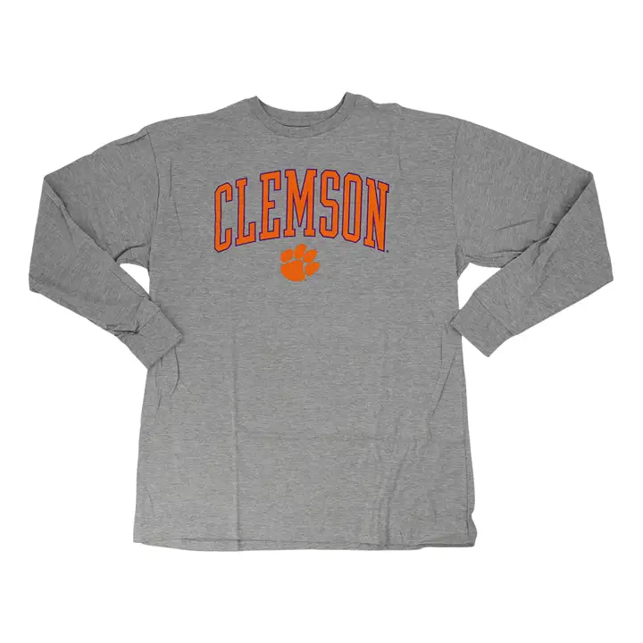 Clemson Tigers NCAA Manches Longues ARCH OVR LOGO Gris Chiné