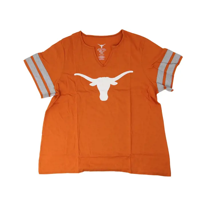 T-SHIRT À MANCHES COURTES ET DOUBLE BANDE POUR FEMME NCAA TEXAS LONGHORNS ORANGE