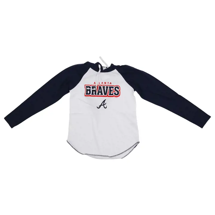 T-shirt à capuche à manches longues Atlanta Braves MLB pour femme Règles du jeu 23 BLA