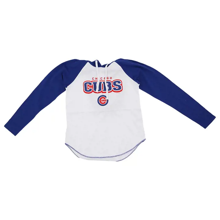 T-shirt à capuche à manches longues pour femme MLB Chicago Cubs Règles du jeu 23 WHT