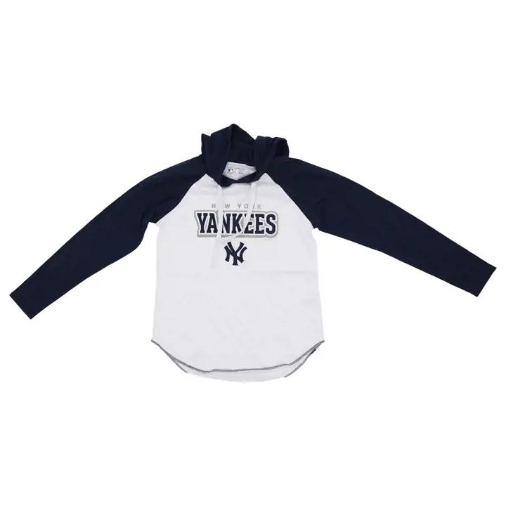 T-shirt à capuchon manches longues New York Yankees MLB pour femme - Règles du jeu 23 WHT
