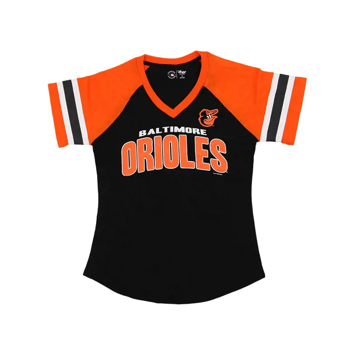 T-shirt rayé à manches courtes MLB Femme Baltimore Orioles 23 BLK