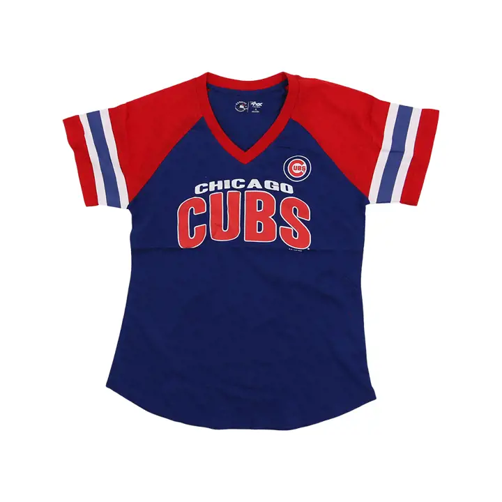 T-shirt manches courtes Chicago Cubs MLB pour femme rayures manches 23 BLEU