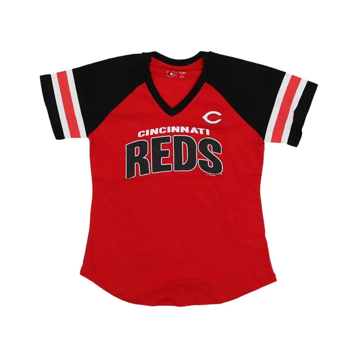 T-shirt à manches courtes à rayures pour femme Cincinnati Reds MLB 23 ROUGE