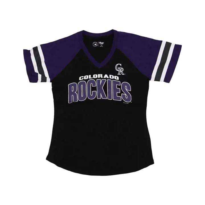 T-shirt à manches rayées Colorado Rockies MLB pour femme - SS - 23 BLK
