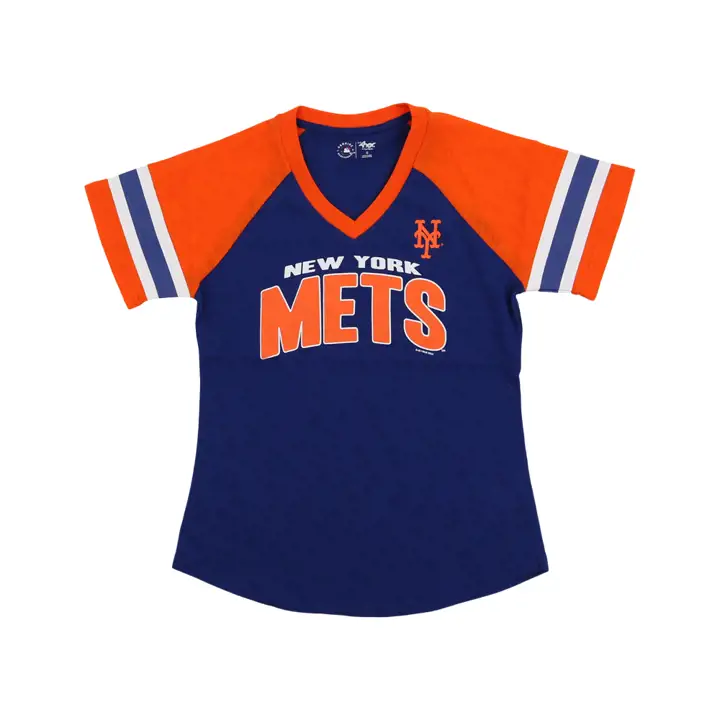 T-shirt rayé à manches courtes pour femme MLB New York Mets 23 RBL