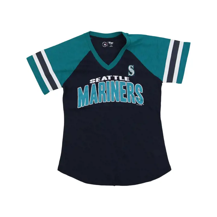 T-shirt manches courtes femme Seattle Mariners MLB rayures manche 23 BLEU MARINE