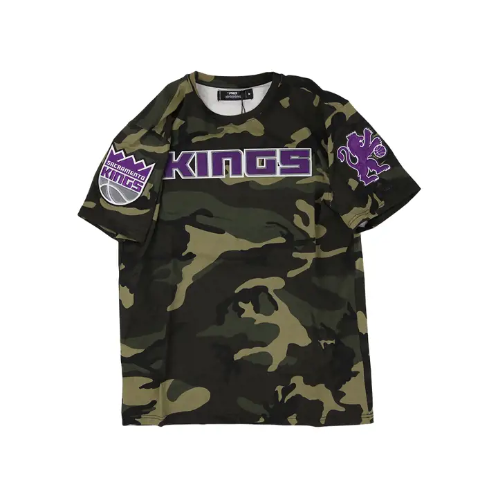 T-shirt camouflage Sacramento Kings NBA, collection mode, couleur olive
