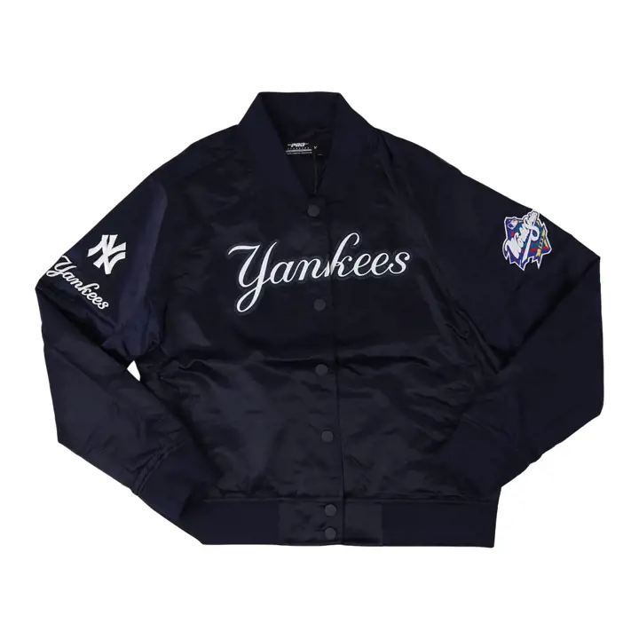 Veste satinée MLB pour femme New York Yankees 22 MARINE