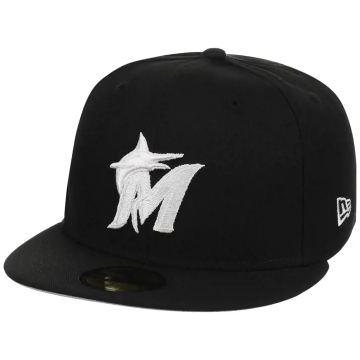 Casquette ajustée 59FIFTY MLB Miami Marlins B-DUB noire et blanche