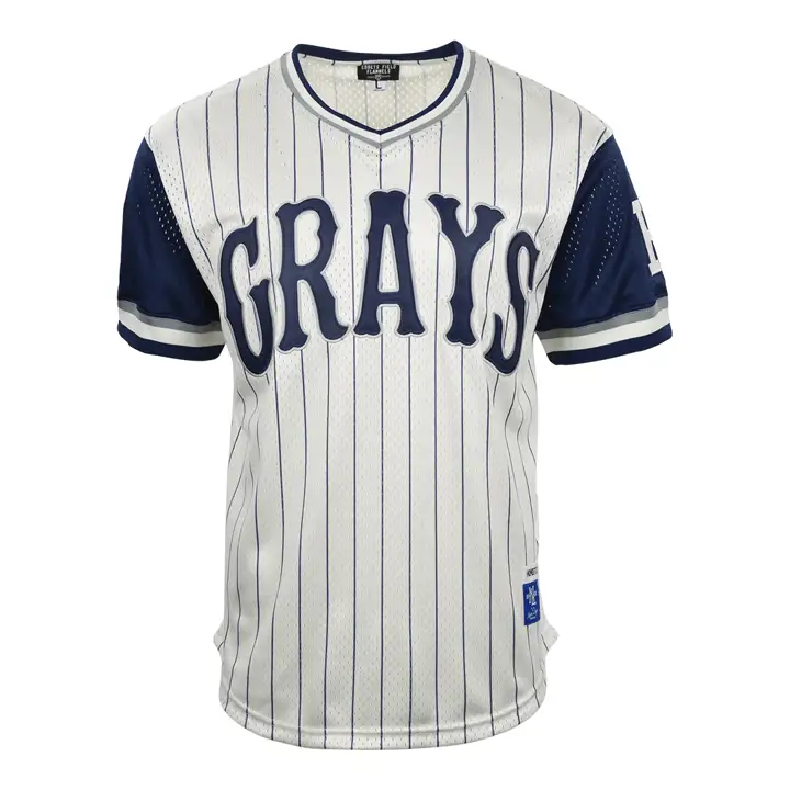 Maillot Homestread Grays NL réplique à rayures verticales col en V IVO/BLEU MARINE