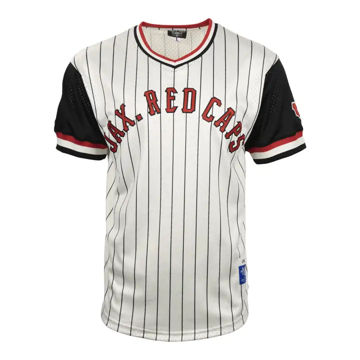 Maillot Réplique JAX RED CAPS NL Col V Rayures Fins Ivoire/Noir