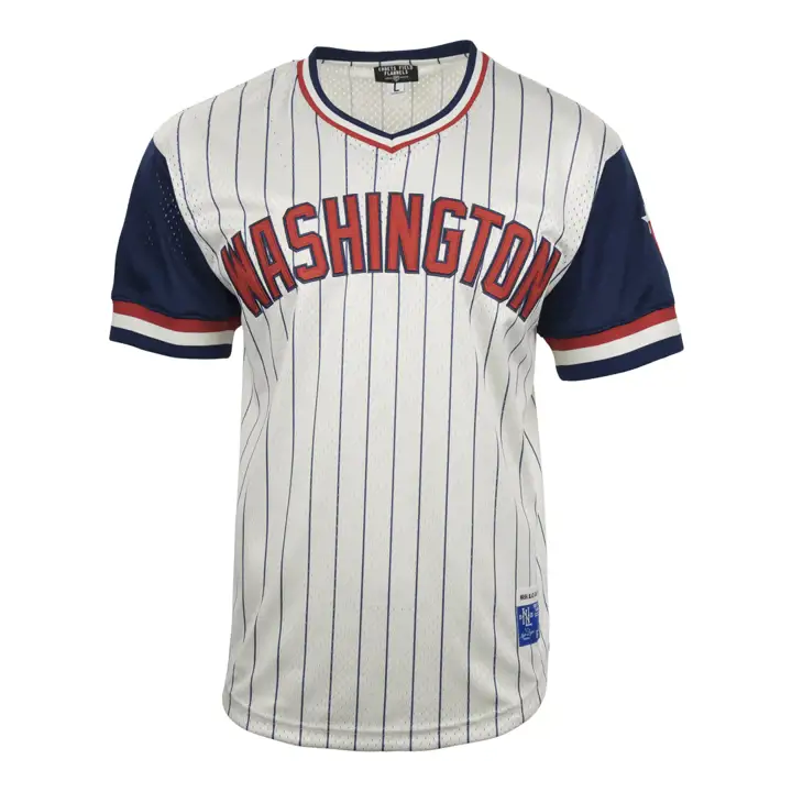 Maillot à rayures fines col en V réplique des Washington Black Senators NL