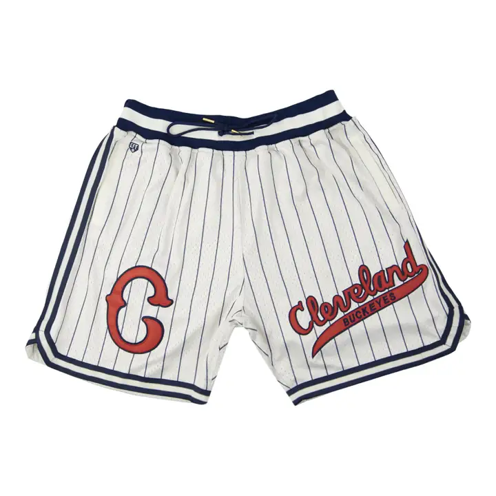 Shorts rayés réplique des Cleveland Buckeyes NL Ivoire/Noir