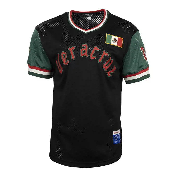 Maillot en V en maille réplique Veracruz NL, noir/vert