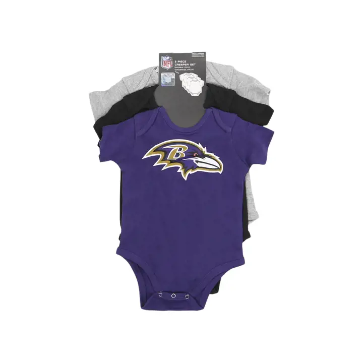 Ensemble de 3 articles pour nouveau-né NFL Baltimore Ravens « Born To Be » 23 PUR