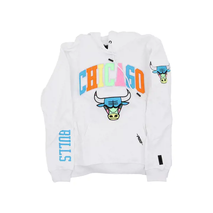 Chicago Bulls NBA Sweat à capuche néon délavé BLANC