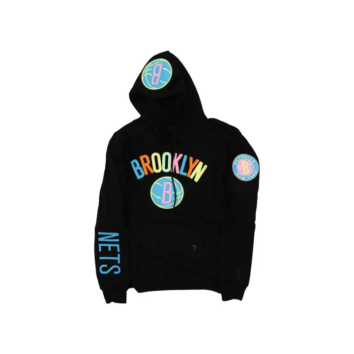 Brooklyn Nets NBA Washed Neon Hood BLK