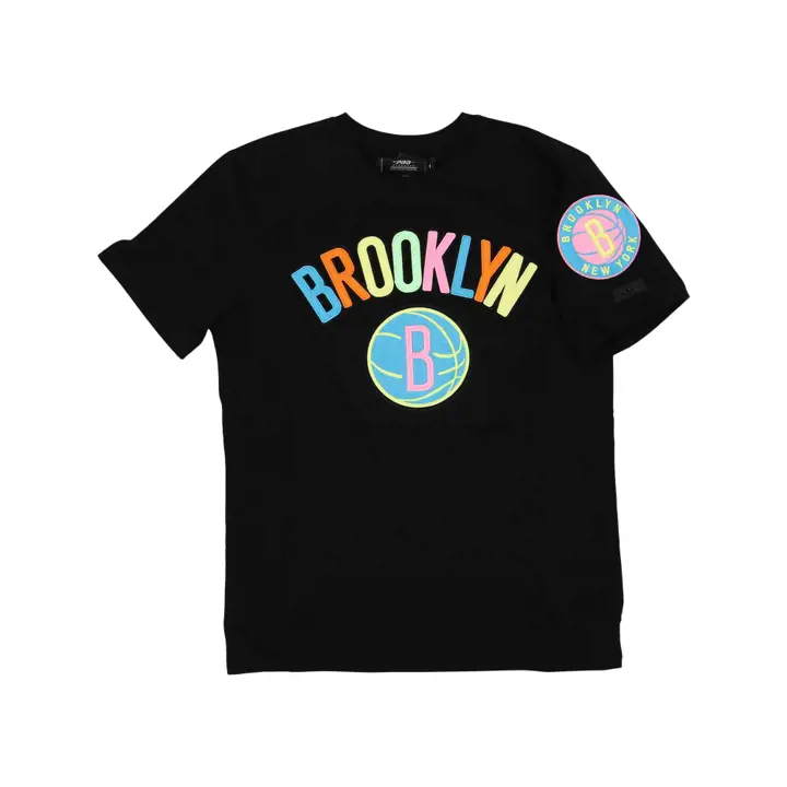 T-shirt néon délavé noir NBA Brooklyn Nets
