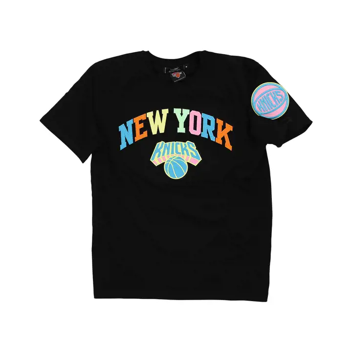 T-shirt néon délavé NBA New York Knicks noir