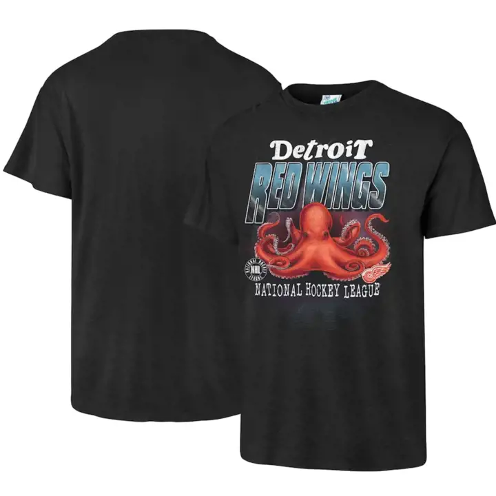 T-shirt tubulaire vintage NHL pour homme Detroit Redwings - noir équipe