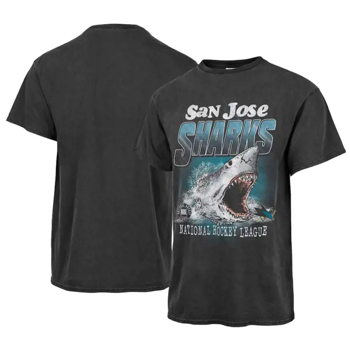 T-shirt tubulaire vintage NHL San Jose Sharks pour homme, couleur équipe noir