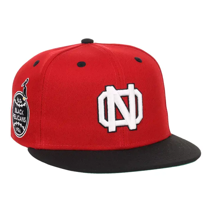 Casquette ajustée New Orleans Black Pelicans NLB rouge/noir/vert