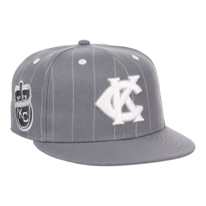 Kansas City Monarchs NLB Black Pinstripe Fitted  blk/blk/gry