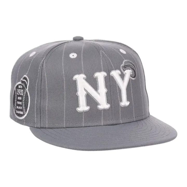 New York Black Yankees NLB Black Pinstripe Fitted  blk/blk/g