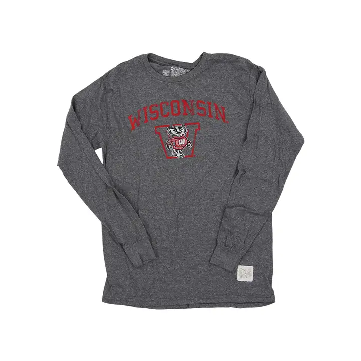 T-shirt à manches longues Wisconsin Badgers NCAA Mock Twist CHARBON