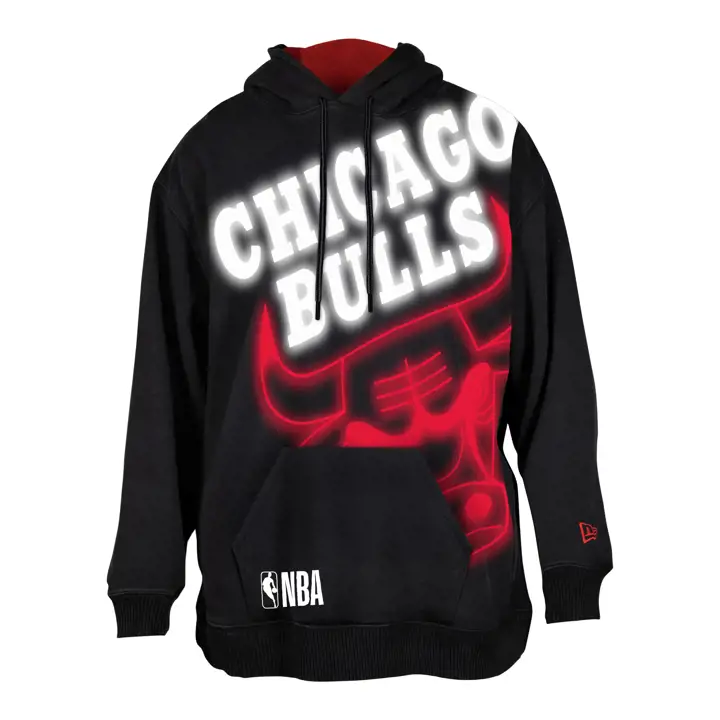 SWEAT À CAPUCHE NÉON NBA CHICAGO BULLS NOIR
