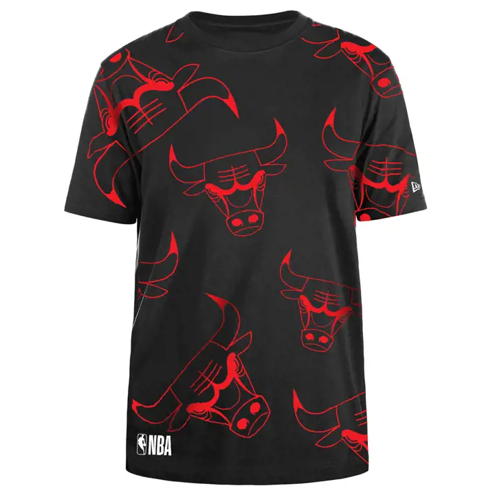 CHICAGO BULLS NBA T-SHIRT NÉON IMPRIMÉ ALL-OVER NOIR
