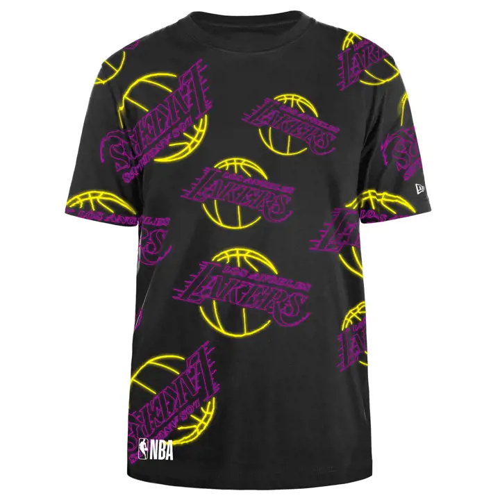 T-SHIRT IMPRIMÉ ALL-OVER NÉON NBA LOS ANGELES LAKERS NOIR