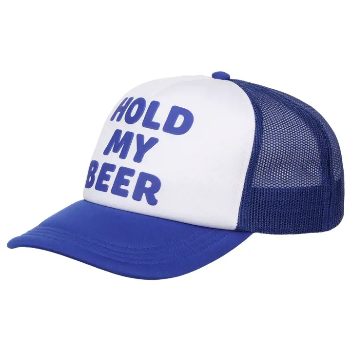 Casquette Trucker en Mousse Pop Culture Ordinary Crowns blanche/bleue roi "Hold My Bee"