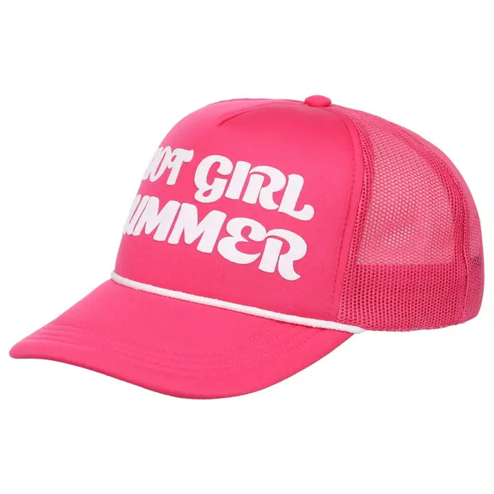 Casquette de routier en mousse Ordinary Crowns Pop Culture avec corde rose vif/blanc