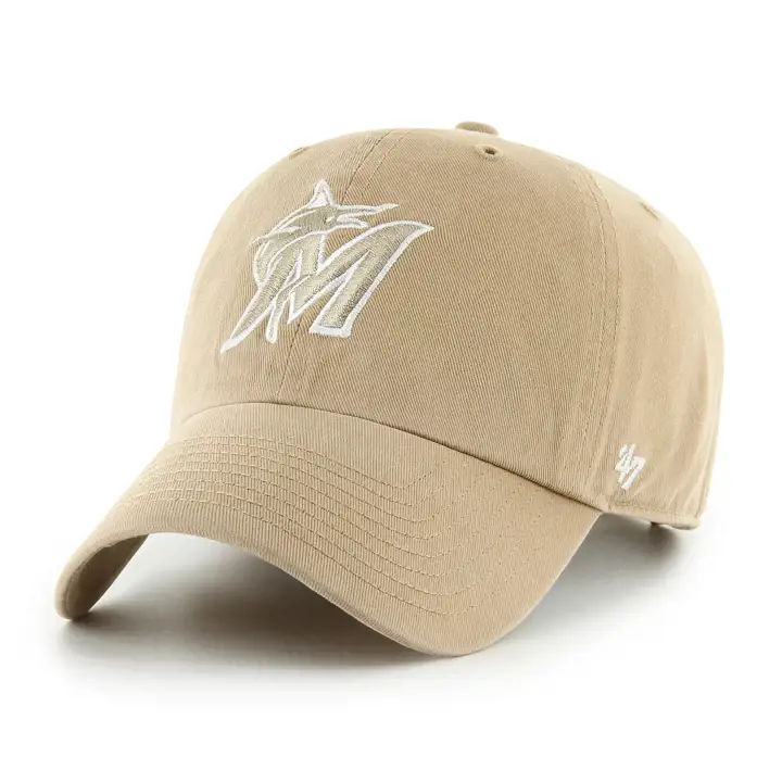 Miami Marlins MLB Casquette '47 Clean Up Kaki/Blanc