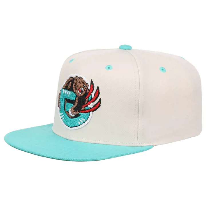 Casquette snapback Vancouver Grizzlies NBA avec broderie chaînette - équipe ivoire/sarcelle/