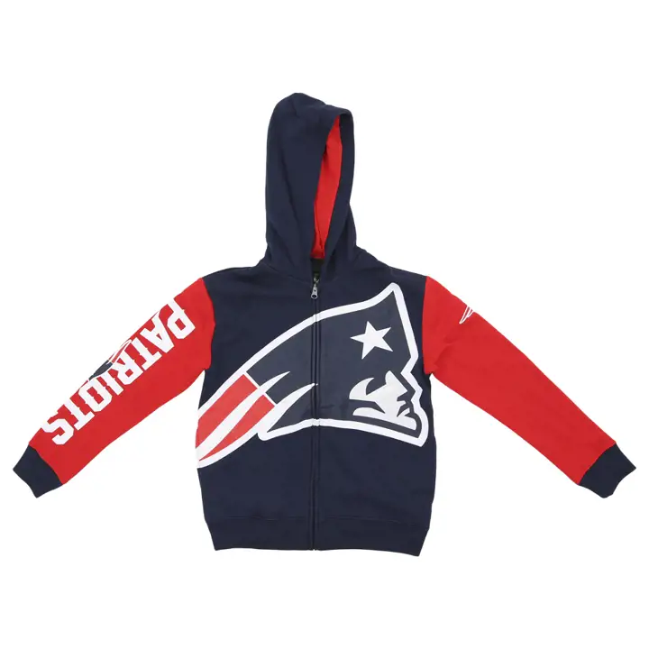 Sweat à capuche zippé NFL New England Patriots pour jeune en polaire - Bleu marine